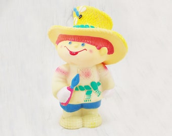 rubber toy painter doll organic rubber old school retro doll rubber boy kids antique toy child rubber baby room decor USSR toy collectible