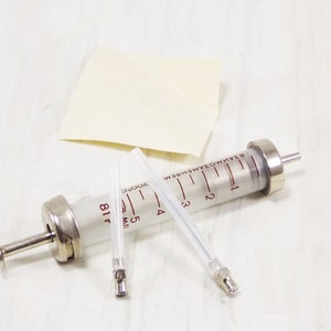 glass syringe medical decor injection instrument medical device 5 ml medical syringe vintage hospital pharmacy syringe needle antique device