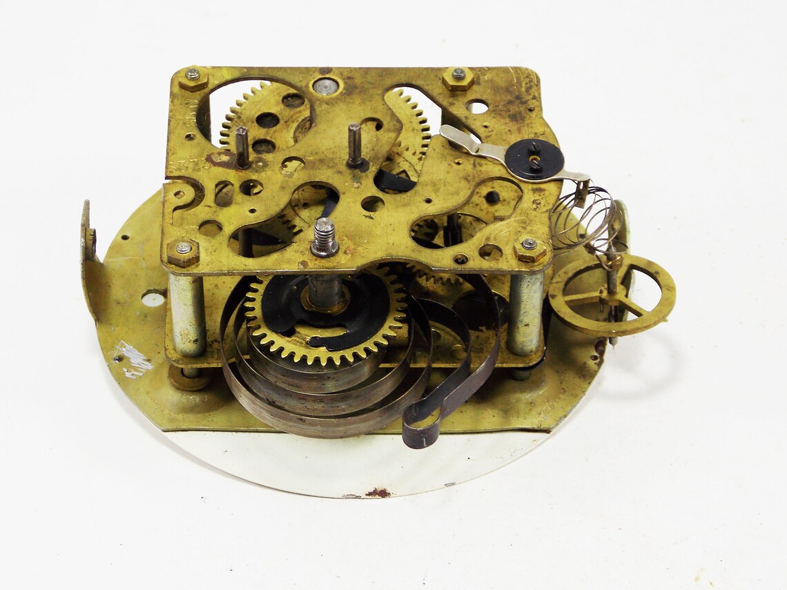 Clock parts alarm clock mechanism brass plated clock findings Etsy