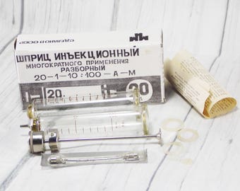 20 ml spuit oude grote spuitdoos herbruikbare spuit vintage medische oude spuit zeldzame medische hulpmiddelen antieke medische apparatuur te koop