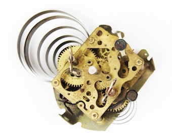 alarm clock gears mechanism clock brass components clock parts steampunk parts brass parts golden plated metal balance movement clock repair