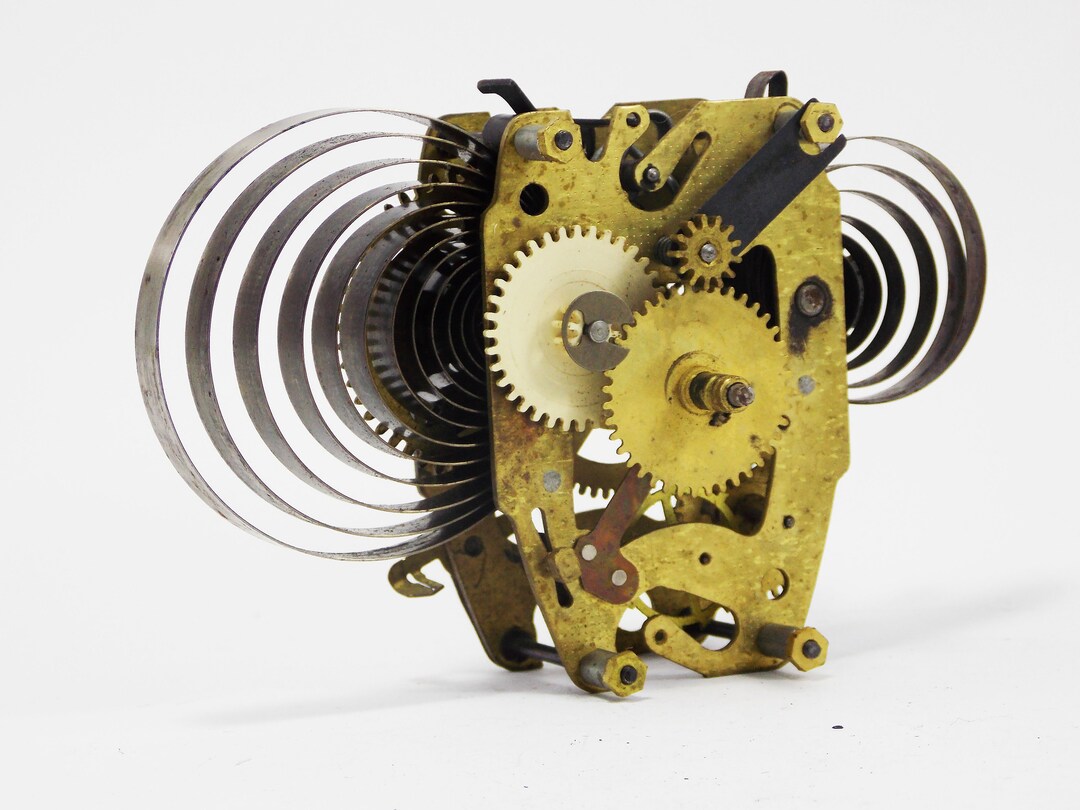 Wecker Teile Mechanik Uhrwerk Zahnräder Messing