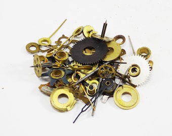 clock parts alarm clock hands clock gears brass components clock cogs steampunk supplies clock springs clock metal rings clock balance brass