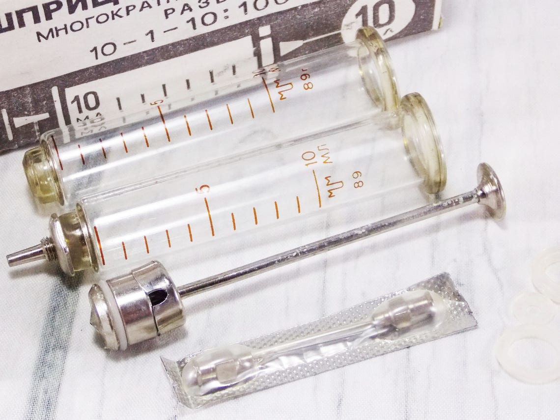 Old vintage syringe antique glass syringe 10 ml medical Etsy