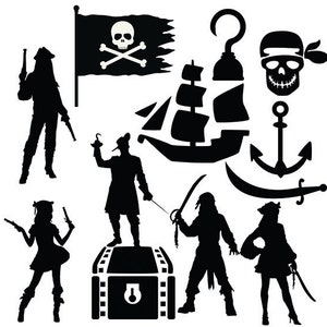 Pirates svg clipart silhouette - Pirate girls and pirate man vector files pirate element collection  clip art svg, dxf, eps, png