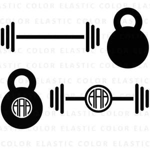 Weight svg file -barbell monogram clipart - kettlebell svg - dumbbell svg, png, dxf, eps