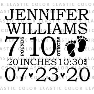 Faire-part de naissance bébé SVG, modèle de faire-part bébé cricut et conception imprimable png, svg, dxf, eps