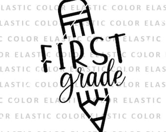 First grade pencil svg, 1st grade with pencil clipart svg, first grade shirt design and cricut cut file, school svg, png, dxf, eps