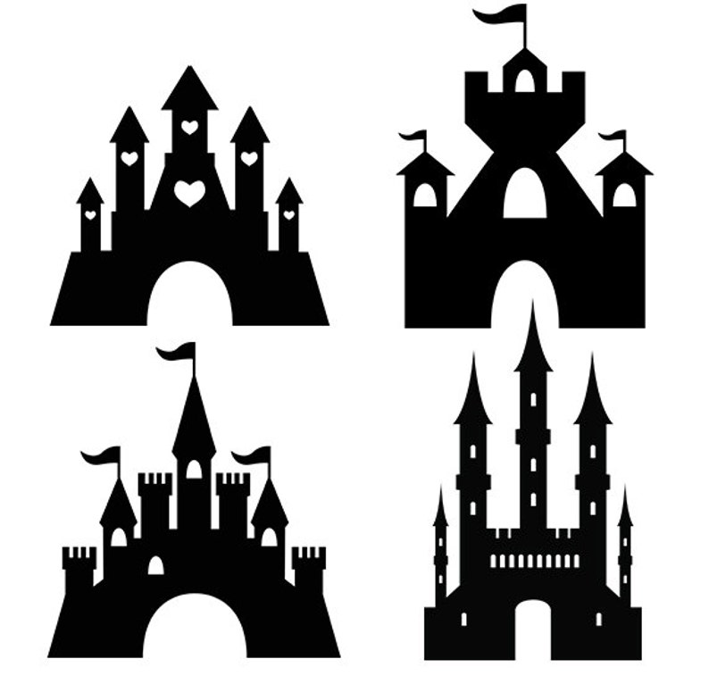 Download Clip Art Princess Castle Clipart Digital Download Svg Eps Dxf Castle Svg Silhouette Pack Png Art Collectibles