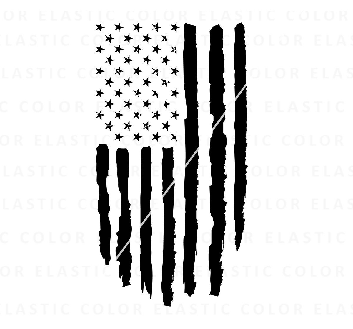 Distressed American Flag Decal Black And White