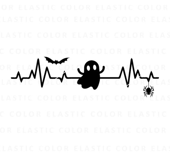 Halloween Heartbeat Svg Funny Ghost Ekg Line Design Etsy