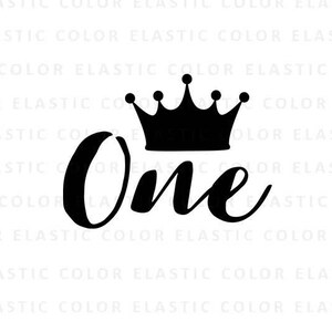 One svg-  first birthday handletter svg file - baby girl birthday one year old design  with crown for cameo and cricut  svg, png, dxf, eps