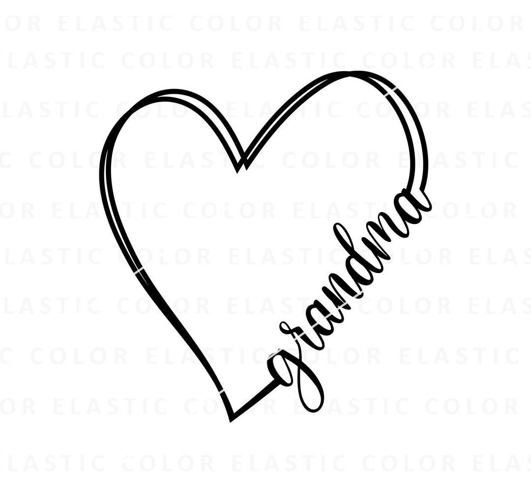 Grandma Heart Svg,love Grandma Png Clip Art Design, Grandma With