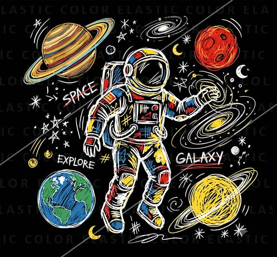 Astronaut PNG, Space Sublimation Design, Kids Space Shirt Design, Digital Download