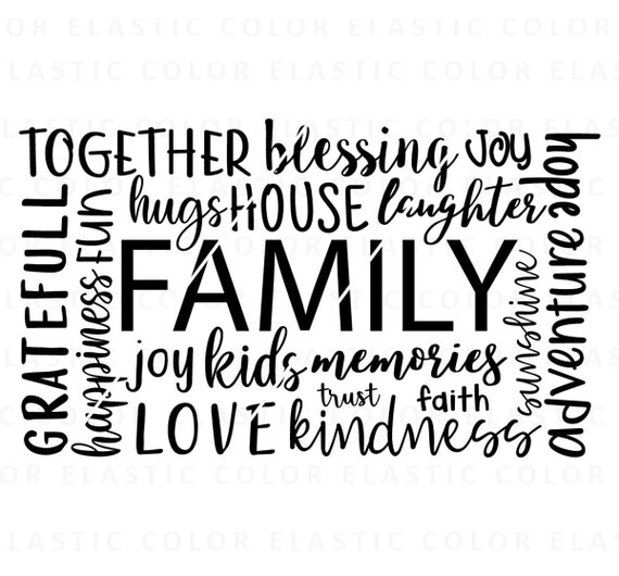 Family Word Cloud Svg, Family Quote, Word Art Design, Letters Wall Art Svg  Png, Dxf, Eps - Etsy