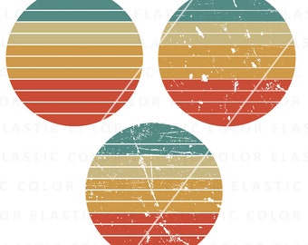 Solnedgångscirkel svg, retro solnedgångscirkel png, vintage solnedgång clipart, sommar Cricut svg, png, dxf, eps