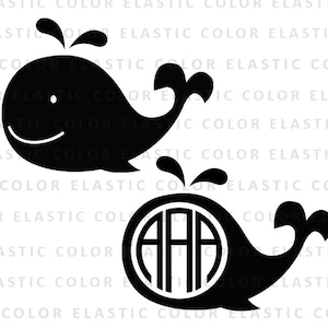 Whale svg - whale clip art - whale monogram file - whale digital download design svg, eps, dxf, png
