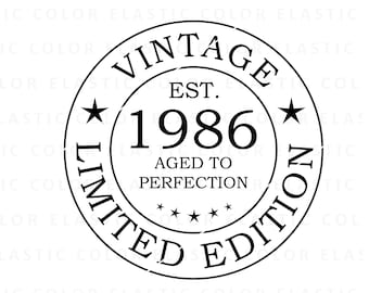 Edición limitada de 1986, diseño de logotipo vintage de 40.º cumpleaños, diseño de impresión y láser de edición limitada de 1986, SVG, DXF, EPS, PNG