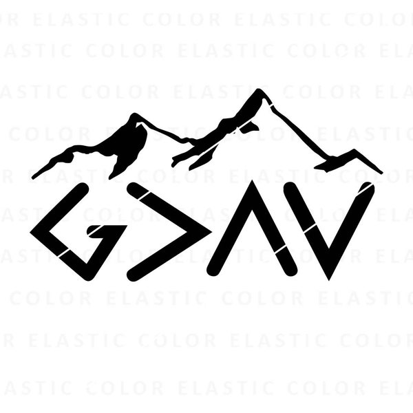God is greater than the highs and lows svg, god saying with mountain clipart, christian saying cricut cut and print file png, svg, dxf, eps