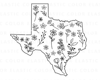 Floral texas svg, texas state filled with wild flowers,texas outline with flowers cricut and print svg, png