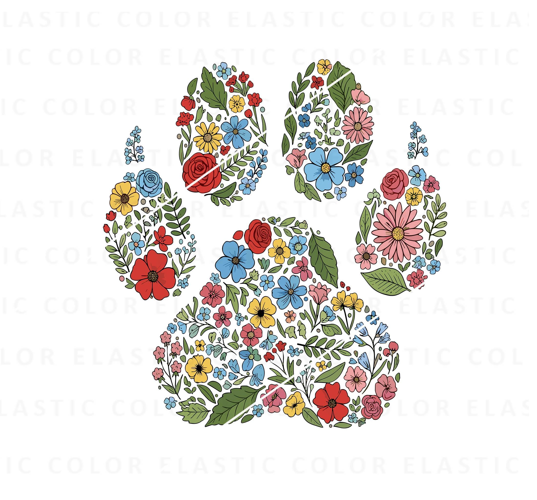 Zampa di cane floreale png, clipart di zampa di cane, sublimazione di cani, disegni di cani png