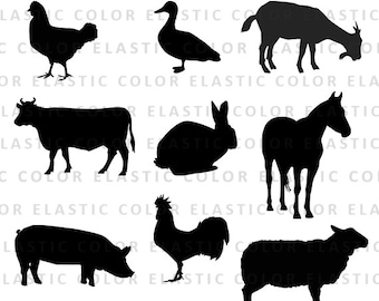 Farm animal svg files - farm animals clipart - farm animals silhouette digital cut file  svg, png, dxf, eps