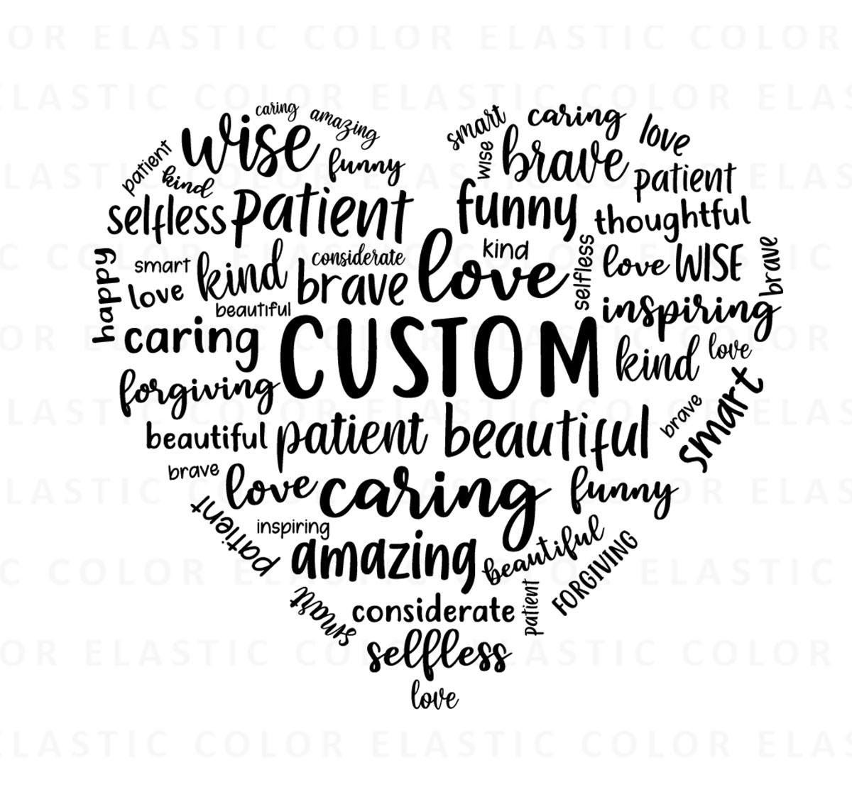 Custom heart svg, personalized svg, personalized printable heart with words digital png,svg