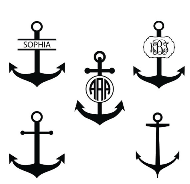 Download Clip Art Art Collectibles Split Anchor Monogram Files Digital Download Svg Dxf Eps Png Anchor Silhouette Files Anchor With Frame Anchor Monogram Svg
