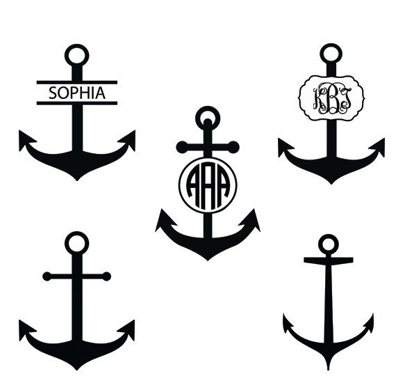 Anker Monogramm Svg Anker Silhouette Dateien Anker Mit Etsy