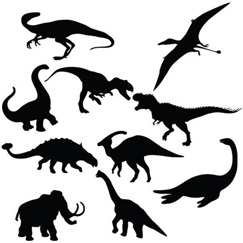 Dinosaur svg silhouette pack dinosaurus clipart digital download svg, png, dxf, eps image 1