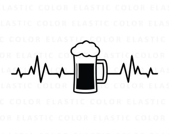 Beer heartbeat svg, beer ekg pulse design, beer lover clipart cricut digital download svg, png, dxf, eps
