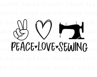 Peace love sewing svg, sewing design, sewing clipart cricut cut file digital download png, svg, dxf, eps