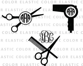 Hairdresser svg, hairdresser monogram svg files - barber salon vector  digital download - hair clipart svg, dxf, eps, png