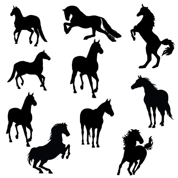 Download Horse svg silhouette pack horses vector clipart digital | Etsy