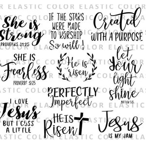 Christian bundle, scripture designs, bible verse bundle, religious qoutes cricut and printable files svg, png, dxf, eps