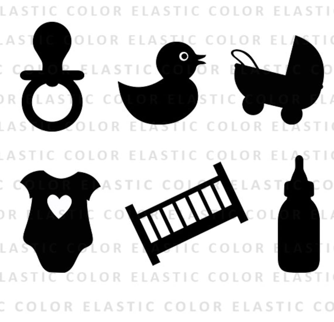 Baby Shower Svg Pacifier Clipart, Stroller Svg Silhouette Baby Elements