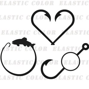 Fish monogram svg  - fish hook monogram clipart digital download vector files svg, png, dxf, eps