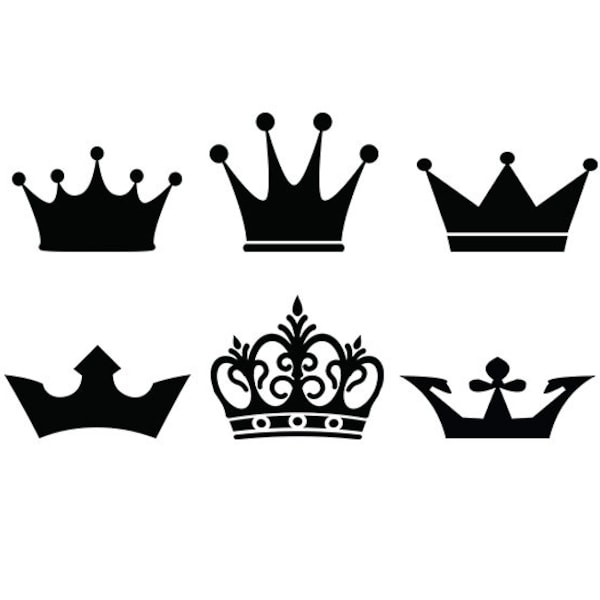 Crown svg - couronnes clip art téléchargement numérique fichiers vectoriels svg, png, dxf, eps