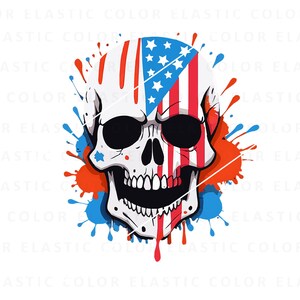 Skull 4th of july png, Skull american flag png, usa flag skull design, 4th july design, usa skull png clipart