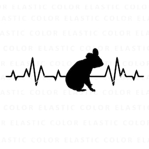 Koala heartbeat svg, koala bear silhouette clipart cricut design, koala pulse line print file png, svg, dxf, eps