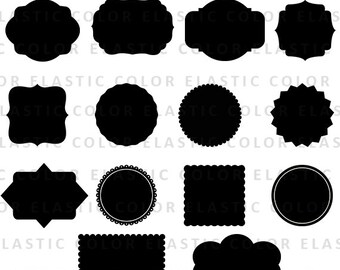 Name tag, Labels svg clipart  - label clip art - cuttable and printable circle and square label files digital download - svg, png, dxf, eps
