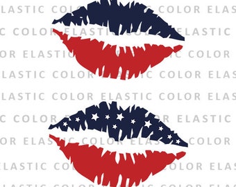 4th of July lips svg - fourth of july lips with star - america lips design instant download svg, png, dxf, eps