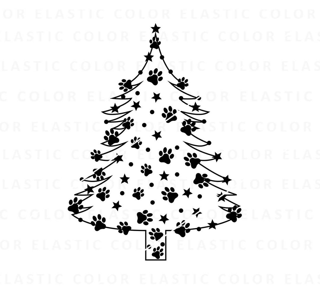 Dog Paw Christmas Tree Svg, Dog Christmas Tree Clipart , Christmas Dog