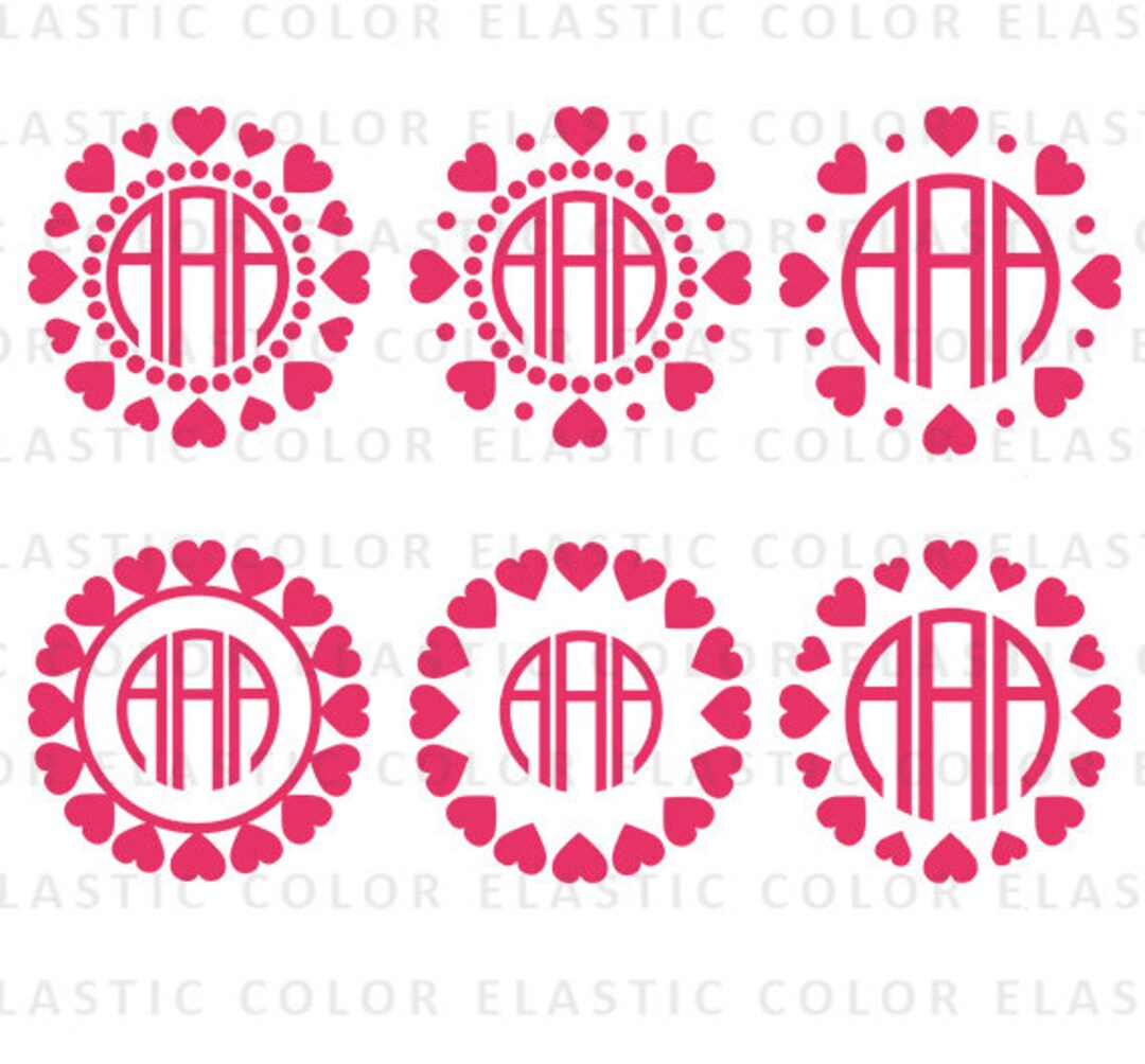 Heart Circle Monogram Frame Svg File Circle Love Frame With Dot Digital