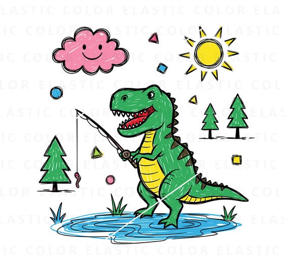 dinosaur fishing pole T-rex With Rod Rex Funny Dinosaurs T-Shirt : Clothing, Shoes & Jewelry Its your job to grab the dinosaurs with your pterodactyl fishing rod as the gameboard spins dinosaur mascot cartoon character illustration