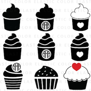 Cupcake svg - cupcake clipart - cup cake digital download  - cupcake silhouette  printable and vector cut file svg, eps, dxf, png