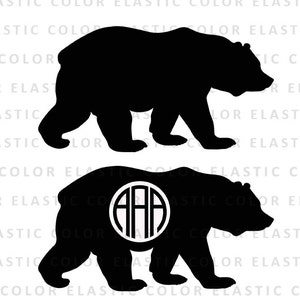 Bear svg file, bear monogram file - bear clipart  digital download svg, eps, dxf, png