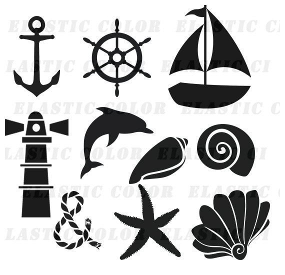 Download Nautical Svg Silhouette Clipart Pack Nautical Clip Art Etsy