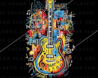 Gitarre png, Gitarrenkunstdruck png Design, Musikliebhaber Design Sublimationskunst