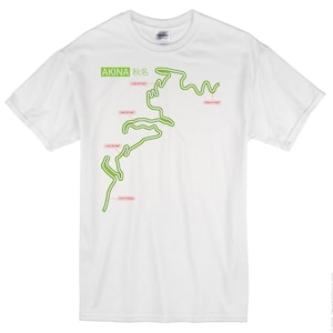 Akina Pass Kurs Karte Tshirt Haruna Mt. Akina Initial D Trueno AE86 JDM Drift Racing Shirt Tshirt Kurzarm 100 % Baumwolle unisex fit